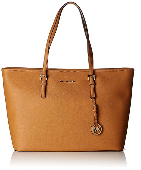 michael kors jet set tz travel tote brown|michael kors saffiano leather tote.